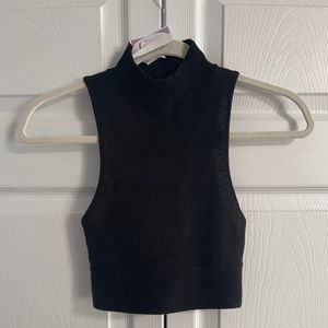 Black mock turtleneck cropped tank